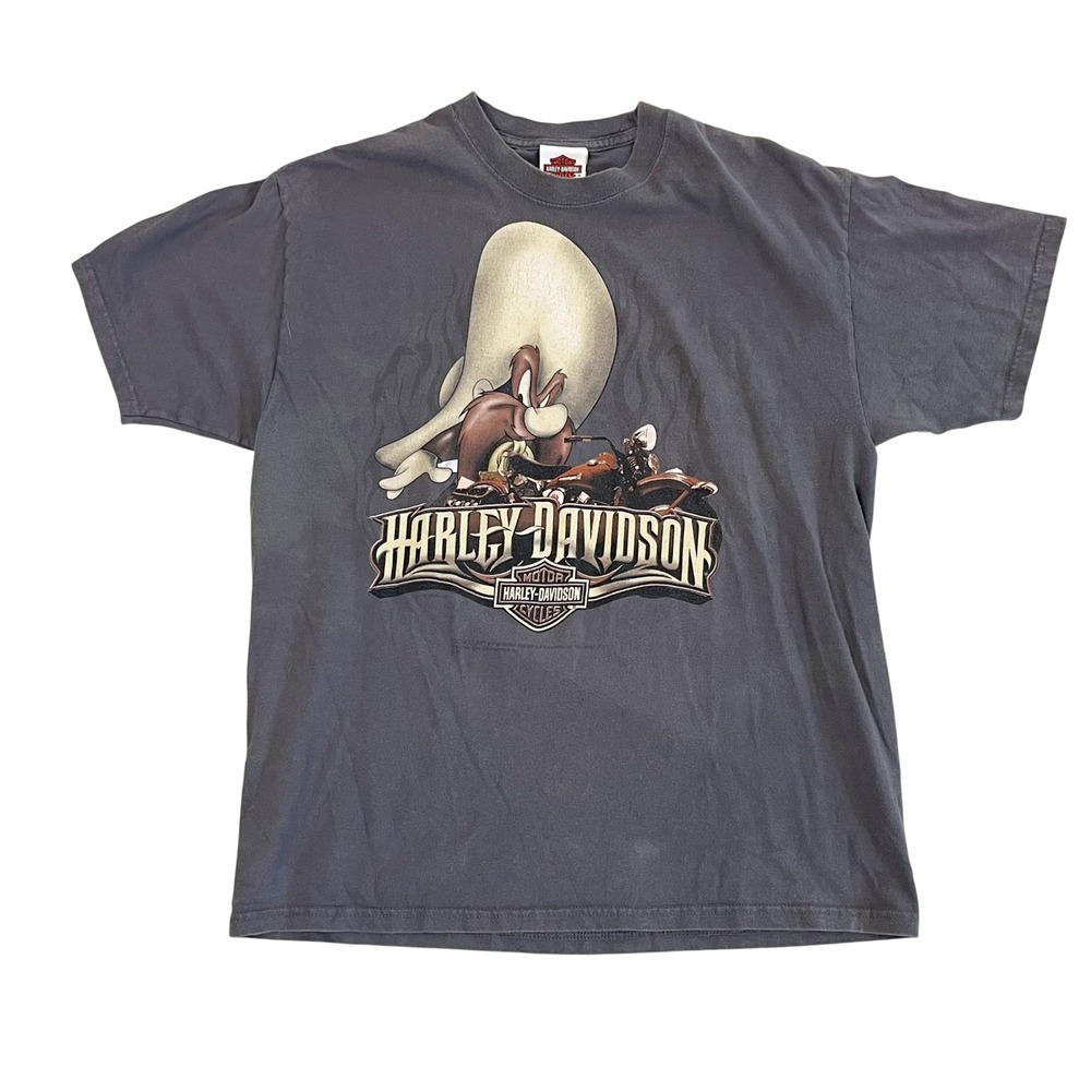 Harley Davidson Looney Tunes Yosemite‎ Sam Ghost Town NC Tee Gray Mens Large